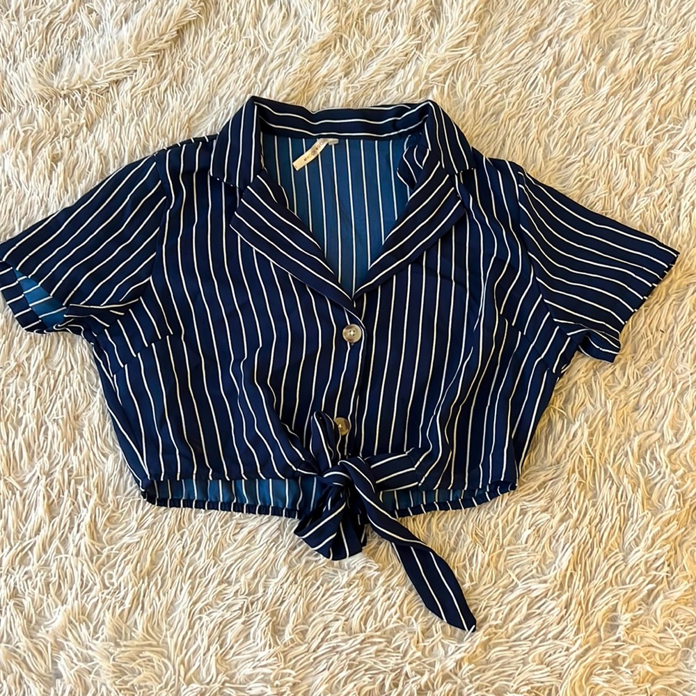 Moon Orchid Pinstripe Crop Top